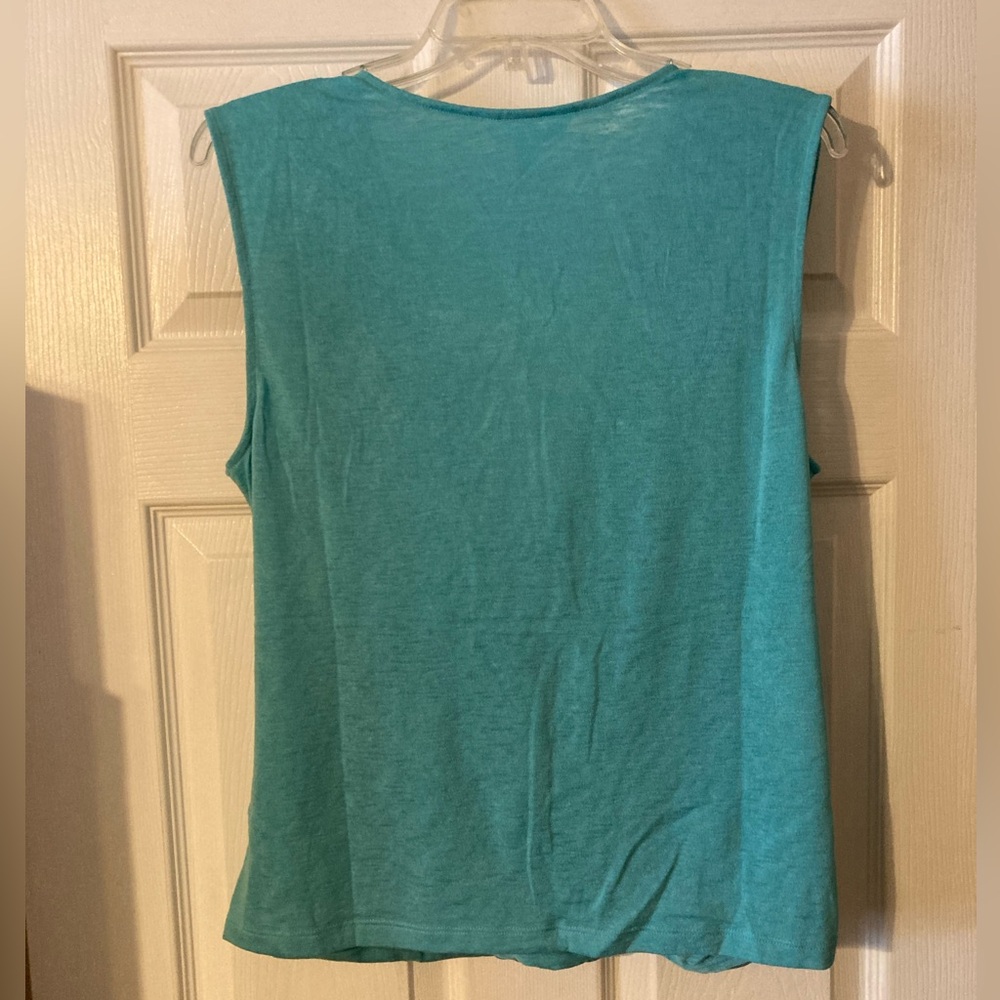 Athleta women’s lightweight turquoise crisscross tank top, L - Picture 3 of 3